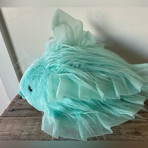 Jellycat Florrie Maflish Fish Plush RARE with faux fur and ruffles Teal NWT